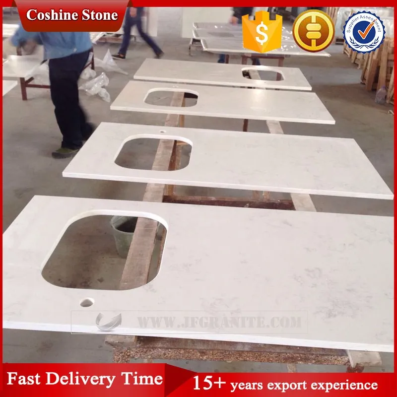 Jianfa Prefab crystal yellow quartz stone vanity top