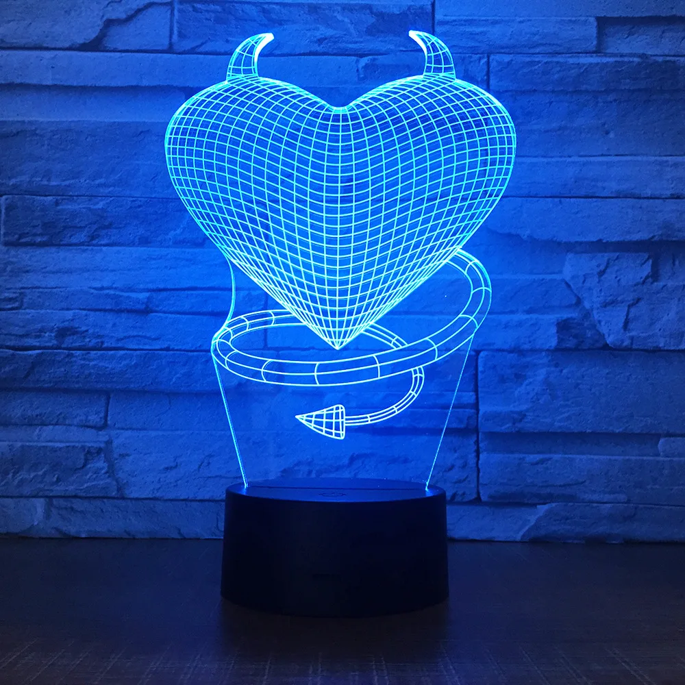 sweet lover heart 3d led usb lamp romantic decorative colorful