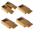Custom logo natural color unfinished wooden usb gift box