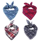 Wholesale Custom Pet Dog Plaid Double Side Bandanas Cotton Square Dog Bandana