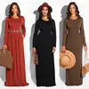 1888 9 colors high quality solid cotton dress long sleeve gowns