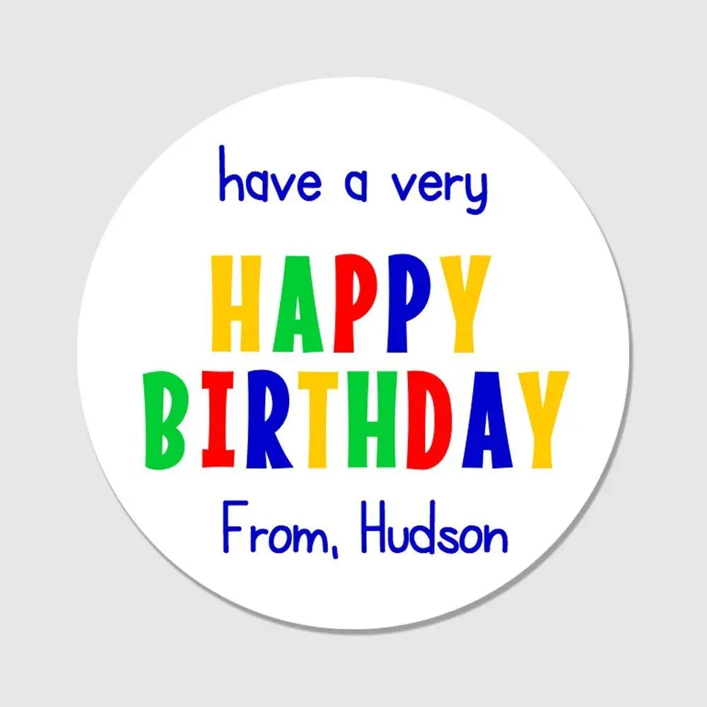 & more 40 customized round birthday gift stickers - personalized