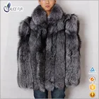 China Supplier Men Fox Fur Coat / Winter Real Silver Fox Fur Coat
