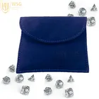 WSG Blue Cotton Jewelry Cover Pouch with Zipper