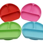 Amazon Most Popular Soft Coloful Melamine Divided Silicone Unbreakable Baby Dinner Plate with custom logo