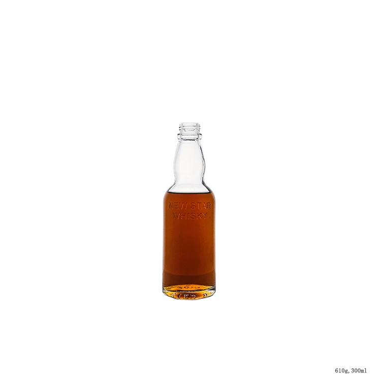 Claro 300ml Mini botella de Whisky botella de vidrio con tapa de rosca