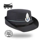 Black cotton polar military officer woman bucket hat with badge