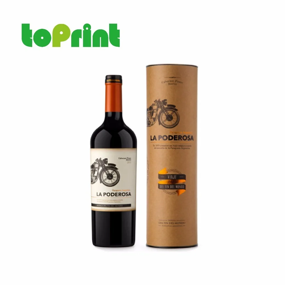 packaging printed round gift wine glass tube box with custom