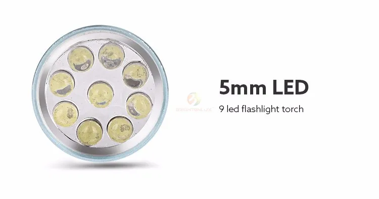 3*aaa battery powered promotional bright pocket colorful 9 led