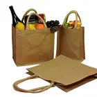 Handled Jute Bags Grocery Tote Bag Natural Reusable Jute Tote Bags Grocery Totes Laminated Interior Full Gusset