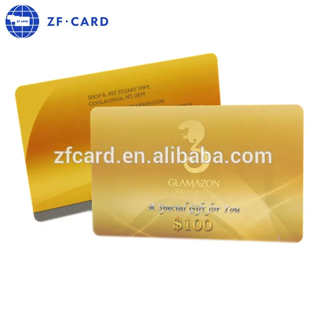 silver/gold plastic pvc reward gift card with rfid f08 chip