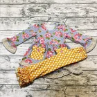 Fall Kids Clothing Bell Sleeves Floral Top And Ruffle Point Printing Pants Sets Baby Girls Antumn Outfits