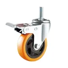 125mm stem orange caster locking swivel pu wheel