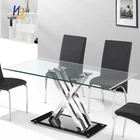 Modern Square Dining Room Glass Top Tempered Glass Dinning Table