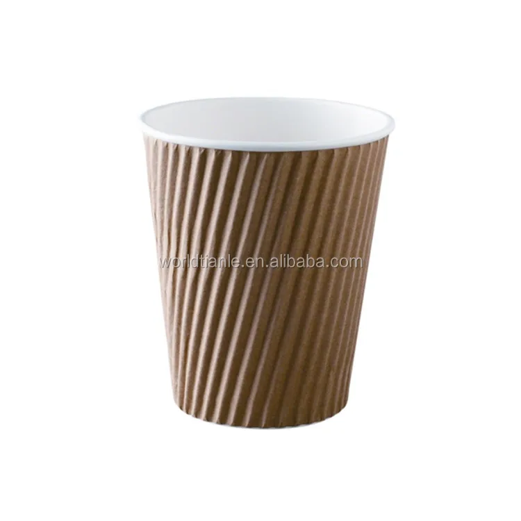 9OZ factory customized rippled paper tea cup with lid about single wall or double wall