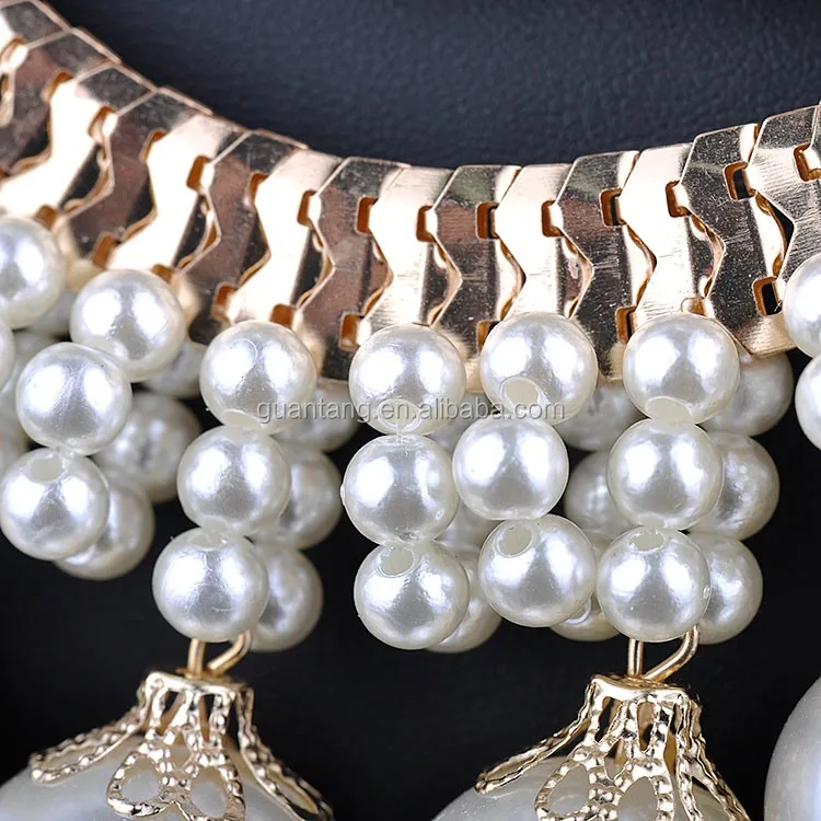 Wholesale Fashion Multilayer Big Pearl Statement Necklace Tassel Luxury