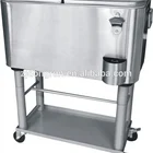 60QT t ice bucket with bottle opener and bottle-cap catcher drink cooler cart
