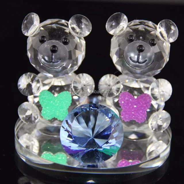 vivid colorful  crystal bear couple for gifts & home decoration
