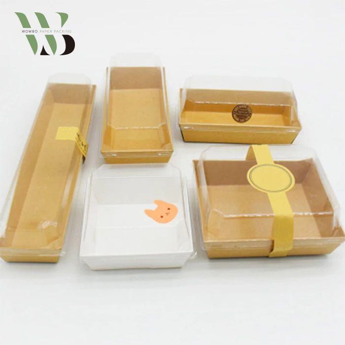Viele größe optional lebensmittel grade kraft papier box für kuchen sushi verpackung mit klarem fenster
