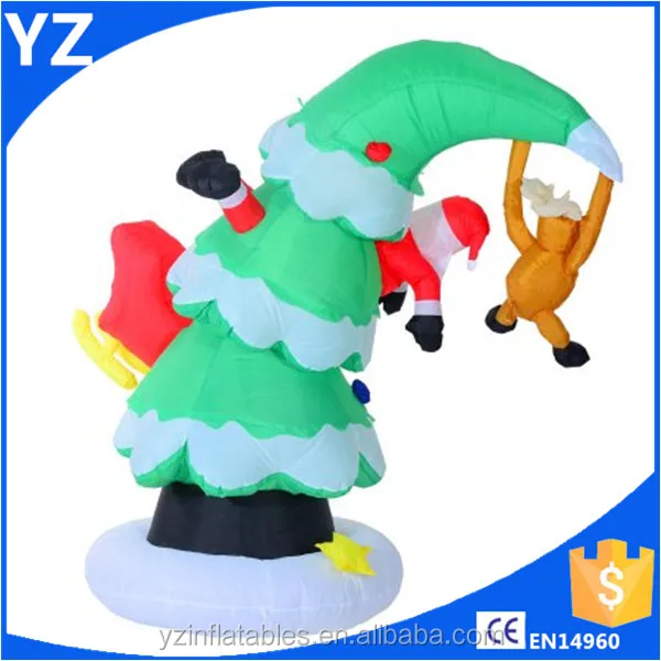 inflatable led lit santa claus stuck in christmas tree lawn yard