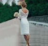 Casual Informal Knee Length Short Lace Wedding Dresses Bridal Gowns with Long Sleeves