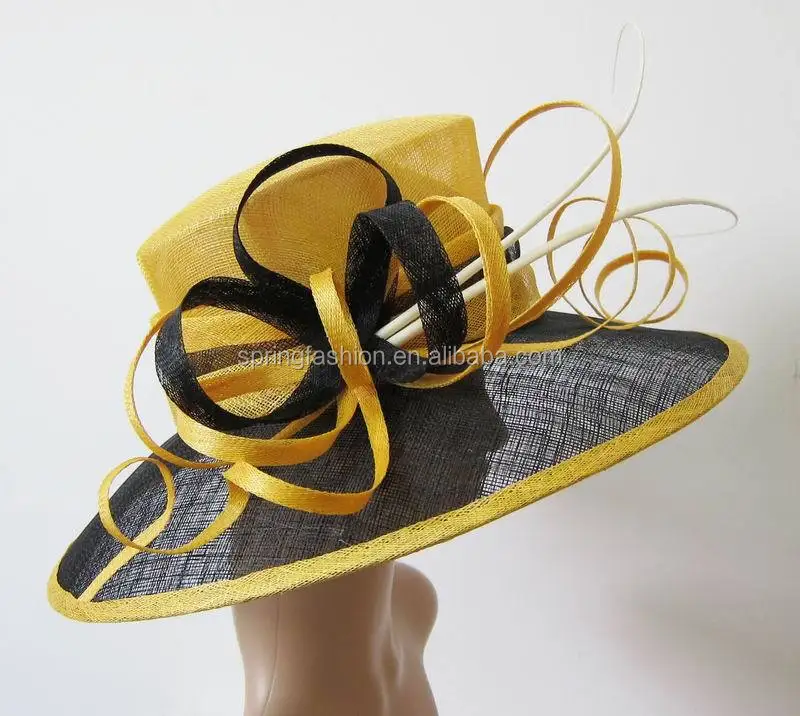 Yellow/black Woman Church Hat Wholesale - Buy Church Hat,Church Hat