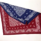 Wholesale Custom Print fashion Square Polyester Bandana Red/Navy paisley Double sided Two Sides Bandana
