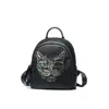 Personality street style cowhide leather backpack bead piece cat-head backpack for lady