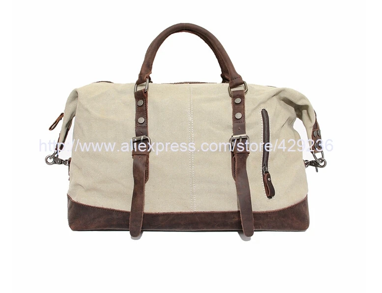 Canvas Leather Travel Bag Fashion Canvas Travel Duffle Messenger Bag HandBag Shoulder Bag 12031