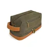 Canvas leather mens Toiletry Bag cosmetic bag travel