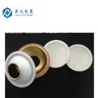 White Clear Golden Lacqured Aerosol Tin Can Lids Cone and Dome Top and Bottom