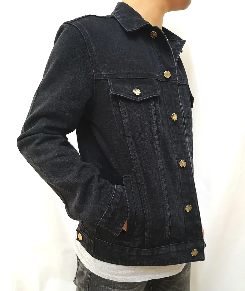 High Quality Motorcycle Jacket Custom Stonewashed Design Black Denim Jacket Men