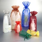custom printed large wedding organza drawstring tea shoe bag/organza pouch