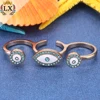 RLX-00297 new design punk style custom jewelry rhinestone evil eye three finger ring for women