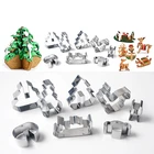 8Pcs 3D Christmas Cookie Cutter Set Stainless Steel Cake Cutter Set Baking Cutter