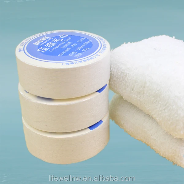 easy to use 100% cotton compressed promotional gift towel in