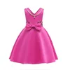 New Style pure color girl dress beaded wedding gown for 8years old Appliqued sleeveless kid evening party dress