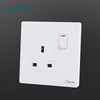 Wholesale hotel home use pc 1 Gang 13A DP euro electrical light button wall sockets and switches