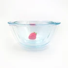 Cheap and Convenient Transparent Clear Bluish Borosilicate Glass Salad Bowl