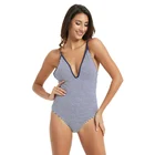 One Piece Swimwear Cover Up For Women Striped Bathing Suits Bikinis