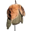 Wholesale Amazing Collar Cape Coat Real Fur Puffy Down Women Winter Warm Bomber Jacket