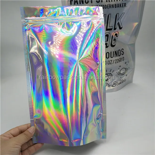 Aluminum Foil Stand Up Ziplock Holographic Mylar Bags For Coffee Body