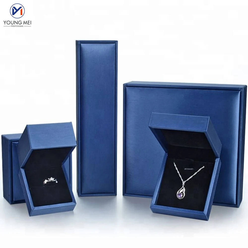 blue pu leather jewelry gift box wedding ring box jewelry