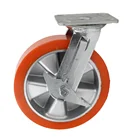 5 6 8 10 inch heavy-duty solid rubber polyurethane aluminum core wheel industrial caster with side brake