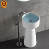 Customized size CUPC/CE Round Solid surface/Artificial stone Pedestal wash