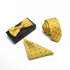 Custom Mens Wedding Pocket Square Scarf Bow Tie 6Cm Silk Necktie 3Piece Boxed Gift Set