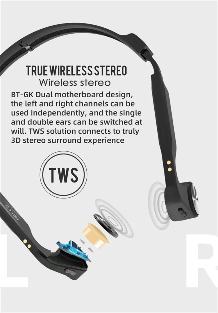 Wireless Headphone Transmitter Receiver Bone Conduction headphone Transducer Headset With Microphone - ANKUX.COM