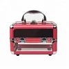 Red Clear Acrylic Makeup Case Aluminum Frame Cosmetic Box