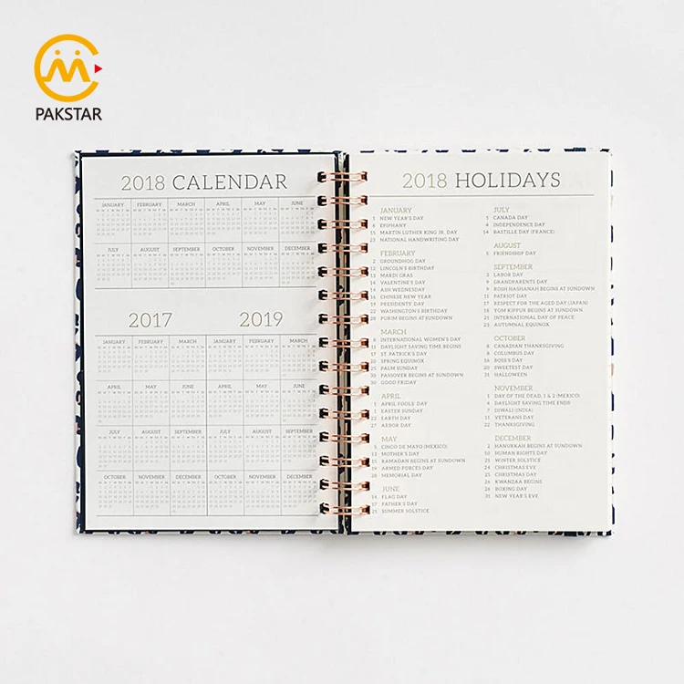 high quality fancy hard cover coil paper notebook custom spiral