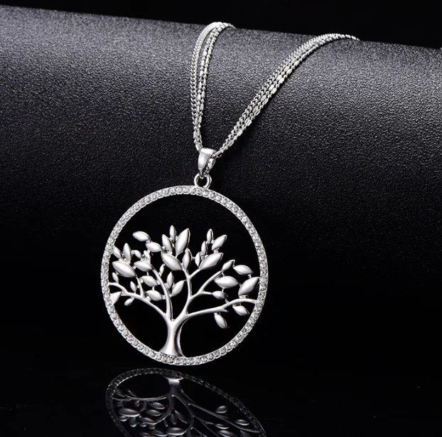 Fashion Direct Sales 925 Silver Family Tree Pendant Necklace 925 Silver for Christmas Gift and Birthday Gift